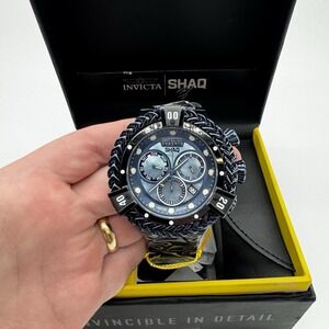 New Invicta Reserve Shaq Hercules Blue MOP Black Steel Swiss Watch 53mm 33415